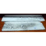 A two-part marble fireplace mantel slab,