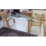 A modern glass top breakfast table,