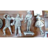 Four late 19thC patinated Spelter figural clock mounts 10''h CS