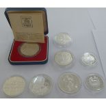 Eight silver proof commemorative coins: to include a 1994 15 ecu OS10