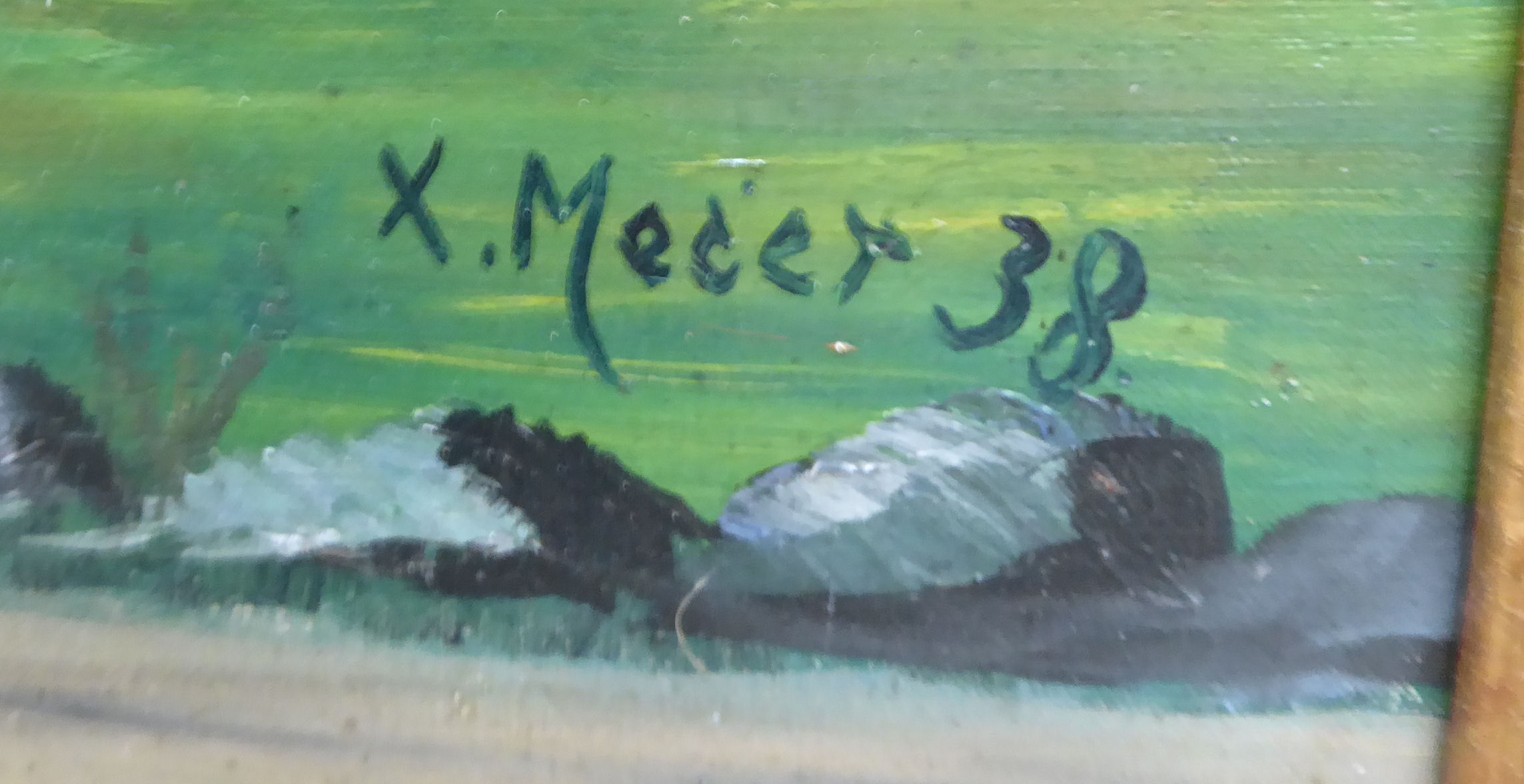 S Mecer - an Alpine landscape with a chalet and river in the foreground oil on canvas bears a - Image 2 of 3