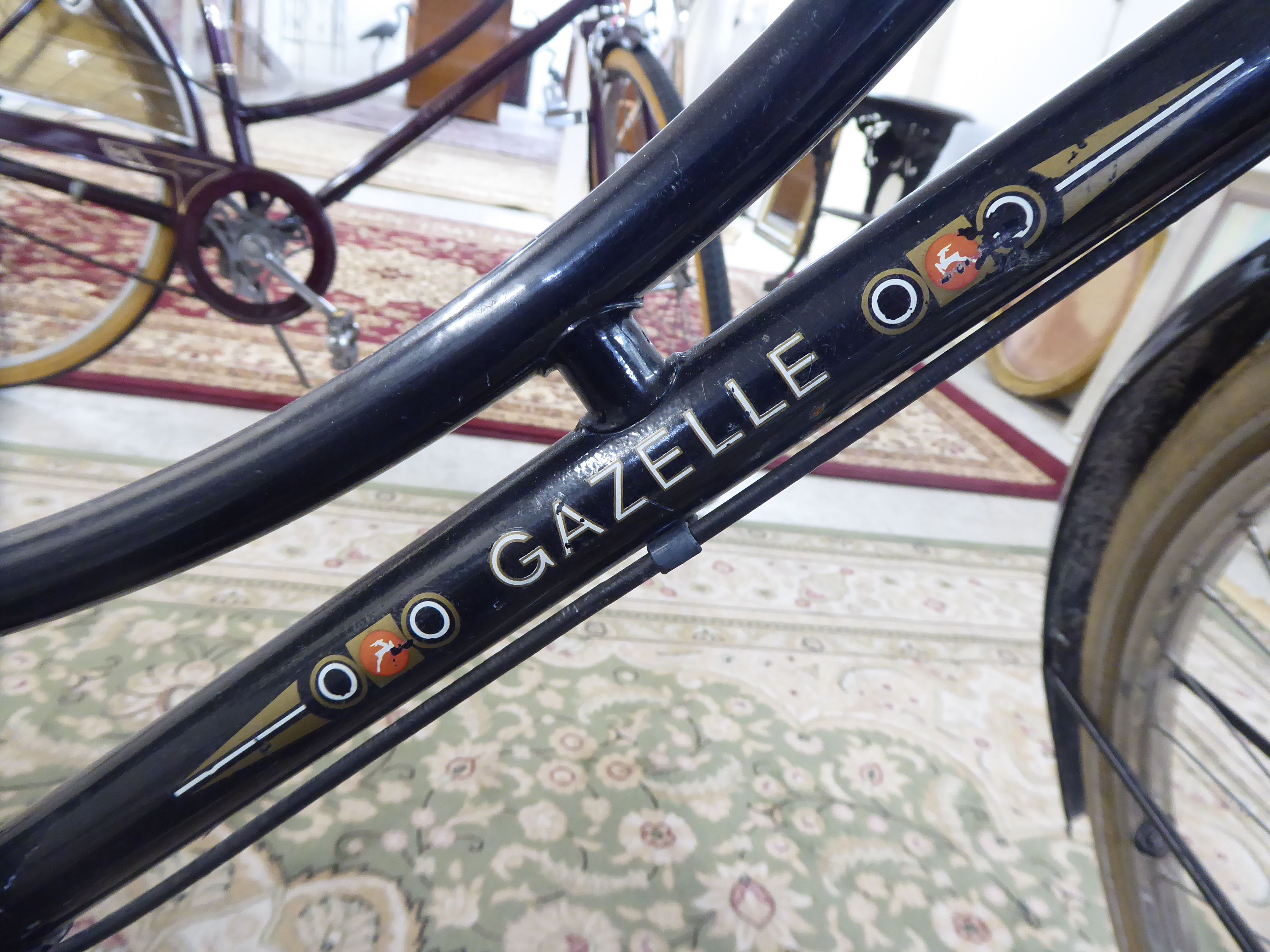 A Dutch made Gazelle a-Touren, lady's sit-up-and-beg bicycle, in black livery with Torpedo gears, - Image 3 of 3