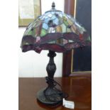 A modern Tiffany design table lamp with decorative dragonfly glass shade 20''h RAB