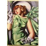 After Tamara Lempicka - 'Young Lady with Gloves' print on canvas 27.5'' x 19.