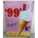 A reproduction 'vintage' design metal sign '99 Icecream' 28'' x 20'' BSR