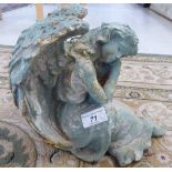 A cast iron verdigris finished garden ornament,