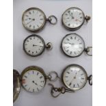 Six silver cased pocket watches,