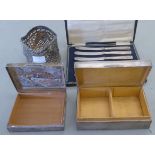 Two silver cigarette boxes with engine turned decoration and hinged lids,