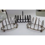 Two similar silver oval four division wire toastracks,