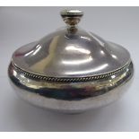 A silver powder bowl and cover indistinct London marks 4''h 11
