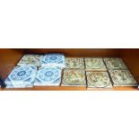 Victorian ceramic tiles: to include a set of six Minton examples,