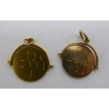 Two 9ct gold 'I Love You' spinning pendants 11