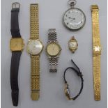 Seven watches: to include a silver cased pocket watch,