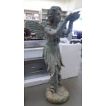 A Verdigris patinated cast iron garden ornament,