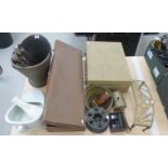 A mixed lot: to include an early 20thC coal bucket and a contemporary trivet 5''h 14''w SL
