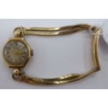 A lady's Tissot 9ct gold cased bracelet wristwatch,