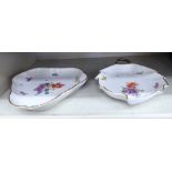 Royal Copenhagen porcelain dishes, decorated in the manner of Meissen with gilding,