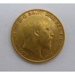 An Edwardian half sovereign,