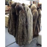 Four fur jackets various colours F