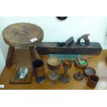 Wooden collectables: to include an elm milking stool RSF