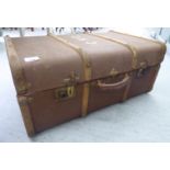 An early 20thC canvas bound cabin trunk 11''h 27''w CA
