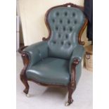 A late 19thC mahogany showwood framed salon chair,