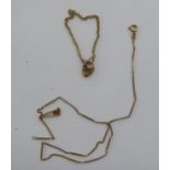 Jewellery: to include a 9ct gold bar and curb link necklace 11