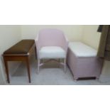 Furniture: to include two Lloyd Loom style pink painted bedroom furniture, viz.