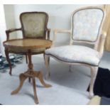 Small furniture: to include a modern French inspired stained beech framed open arm chair BSR