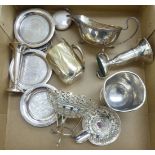 Silver and white metal collectables: to include a beaker; a two-part belt buckle;