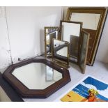 Four dissimilar 20thC mirrors: to include one set in a gilt frame 16'' x 20'' BSR