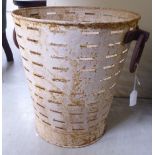 A cast metal olive gatherers bucket with opposing handles 13.