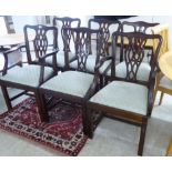 A set of six Chippendale design mahogany framed dining chairs,