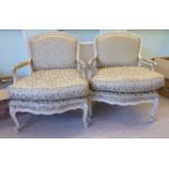 A pair of modern R Griffiths Woodware Ltd, French inspired shabby chic, wash painted,