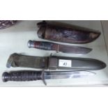 Two similar early/mid 20thC hunting knives,