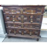 An early 19thC Jacobean inspired stained oak, four drawer,