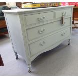 An early 20thC light blue painted oak dressing chest with two short/two long drawers,