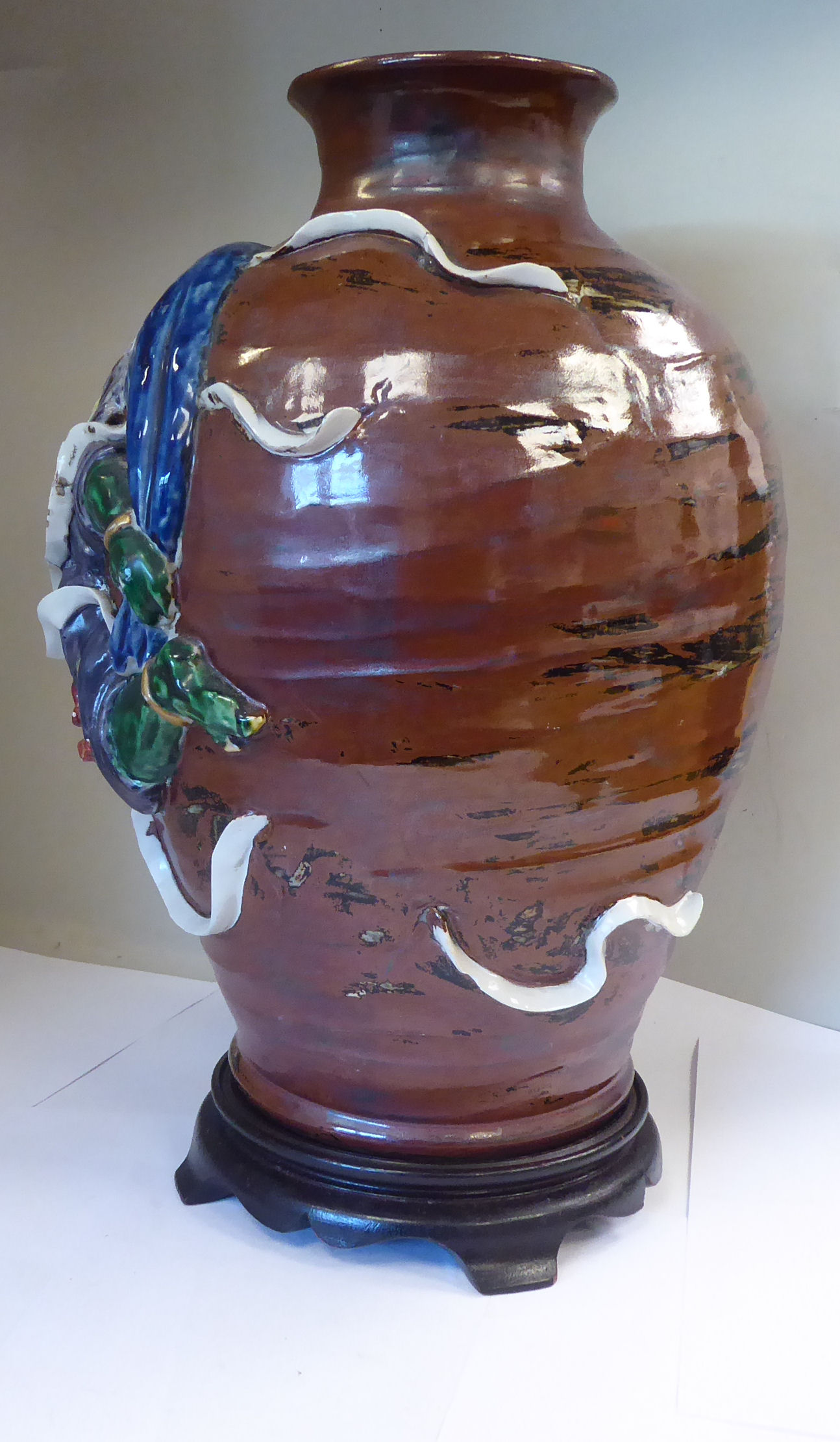 A late 19th/early 20thC Japanese high fired porcelain vase of baluster form, - Image 2 of 7