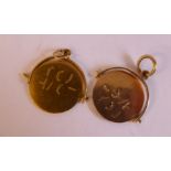 Two 9ct gold 'I Love You' spinning pendants