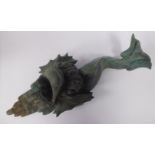 A cast and patinated bronze dolphin fountainhead 20''h overall