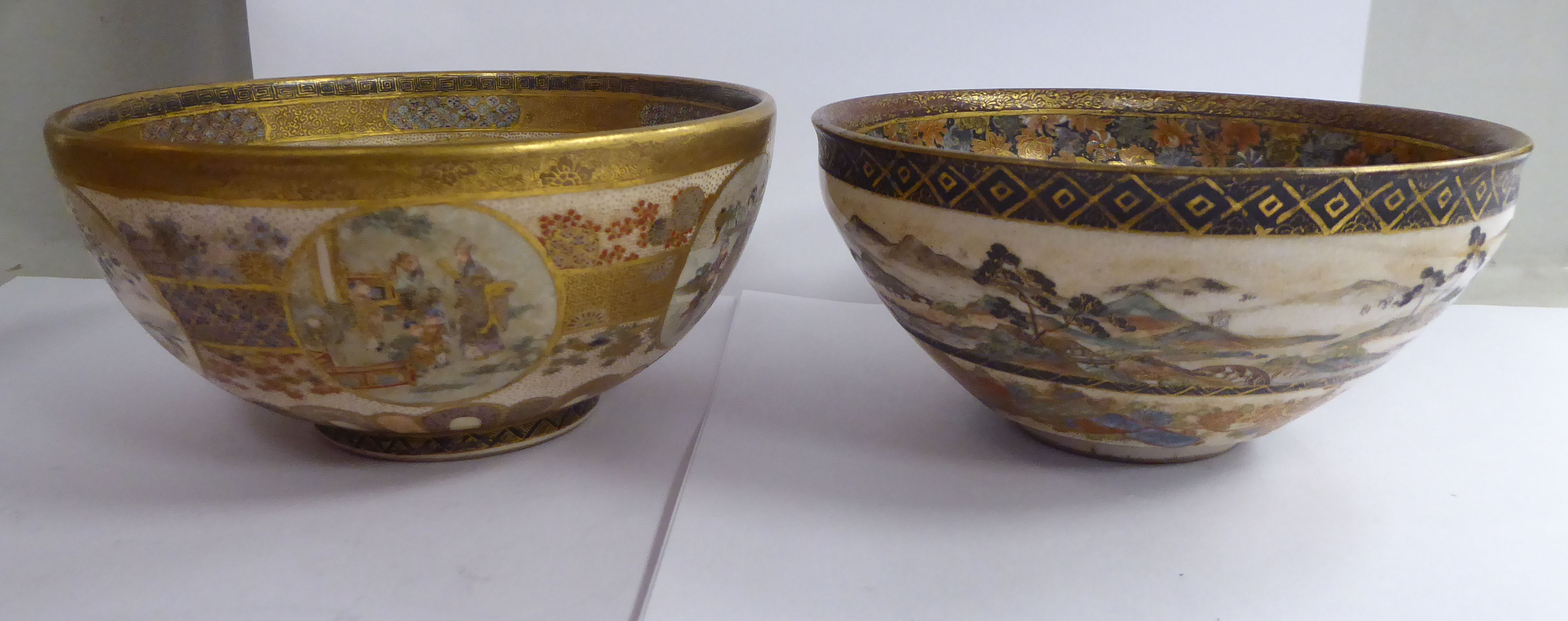 Two similar early 20thC Satsuma earthenware bowls, - Image 2 of 6