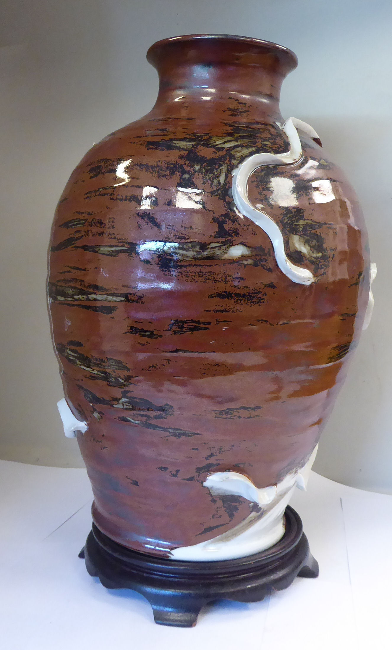 A late 19th/early 20thC Japanese high fired porcelain vase of baluster form, - Image 3 of 7