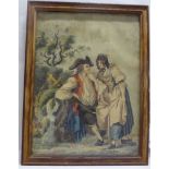 Early 19thC British School - a couple resting by a stone watercolour 6'' x 4.