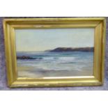 Warne Browne - a deserted shoreline scene oil on panel bears a signature 9'' x 14'' framed