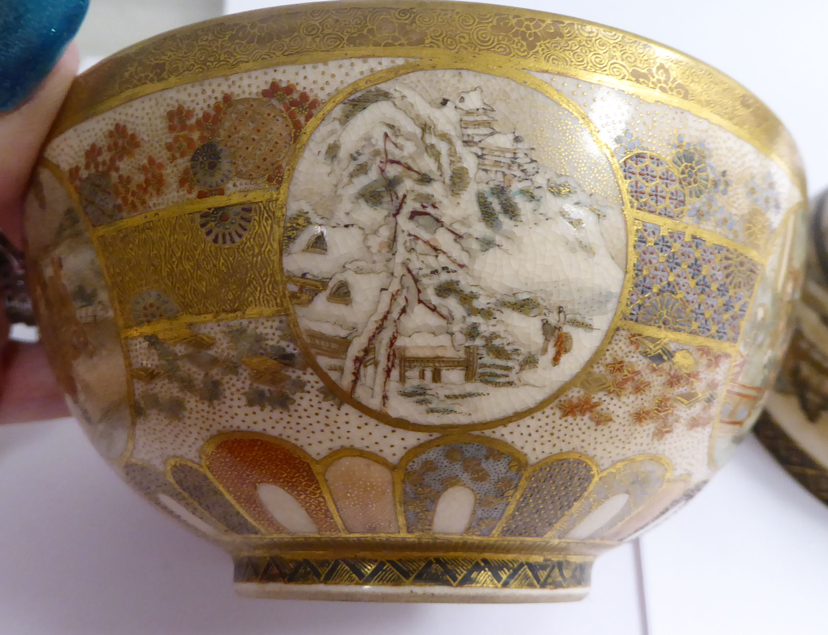 Two similar early 20thC Satsuma earthenware bowls, - Image 5 of 6