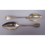 A pair of George III silver fiddle pattern tablespoons SH London 1810