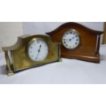 Clocks: to include a late 19thC lacquered brass cased example; faced by an enamelled Roman dial 5.