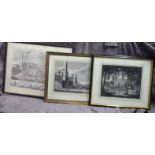 Engravings: to include a study of Rome 15'' x 19'' framed
