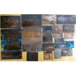 A quantity of copper printing press plates,