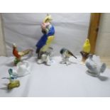 Various 20thC china model birds: to include a Cockatoo 11''h; and a Crown Staffordshire 'Tom Tit',
